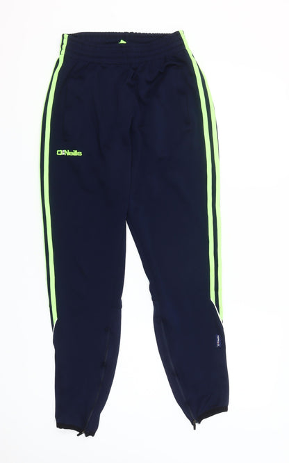 O'Neills Women's Navy Jogger Trousers Small Green Stripe Zip Ankle