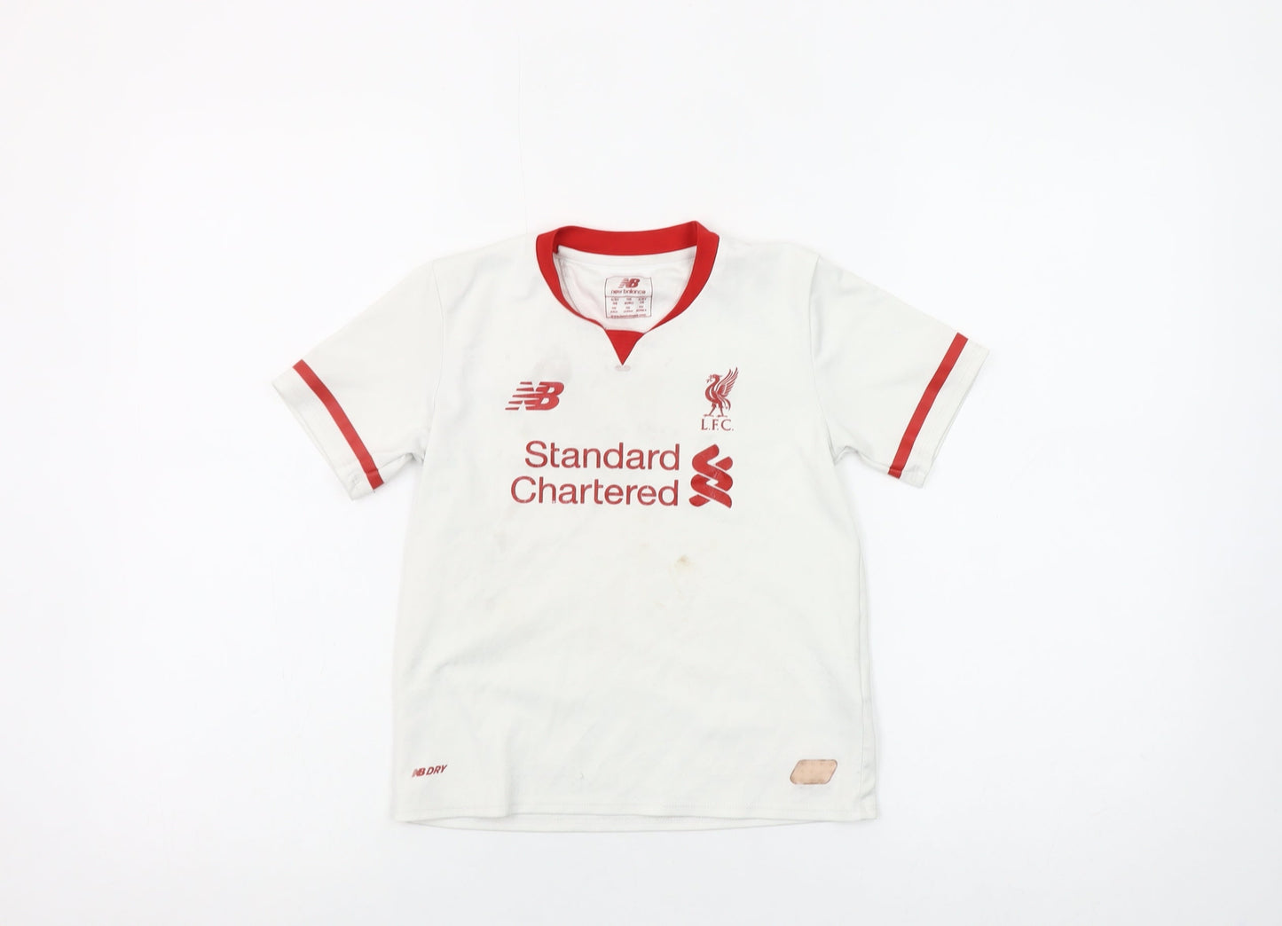 New Balance Boys White Liverpool FC Short Sleeve Football T-Shirt 4-5 Years