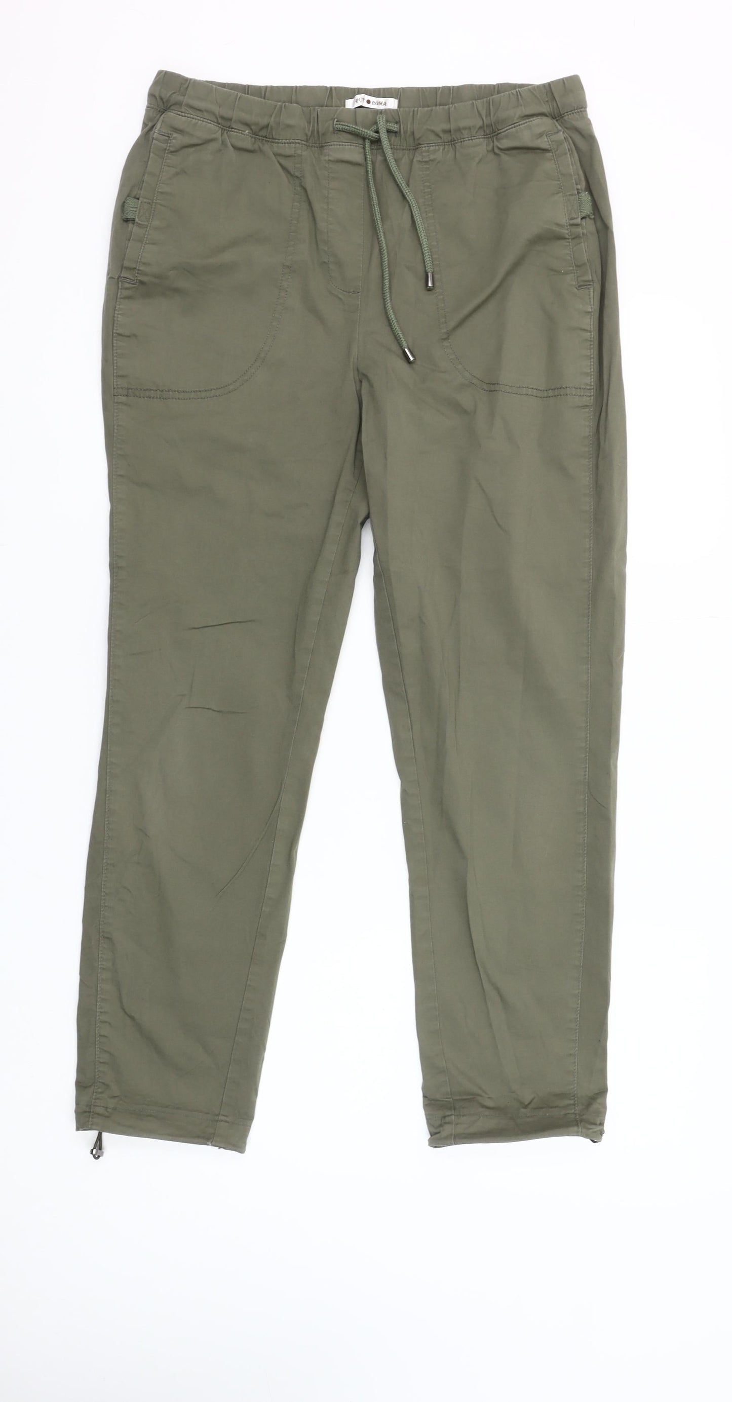 Punt Roma Womens Green Cotton Stretch Jogger Trousers Size S