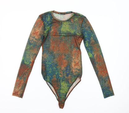 Zara Women's Multicoloured Abstract Mesh Long Sleeve Bodysuit Size S