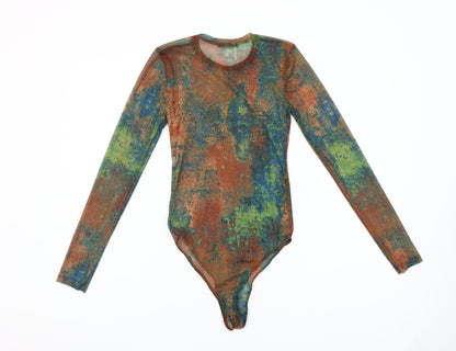 Zara Women's Multicoloured Abstract Mesh Long Sleeve Bodysuit Size S