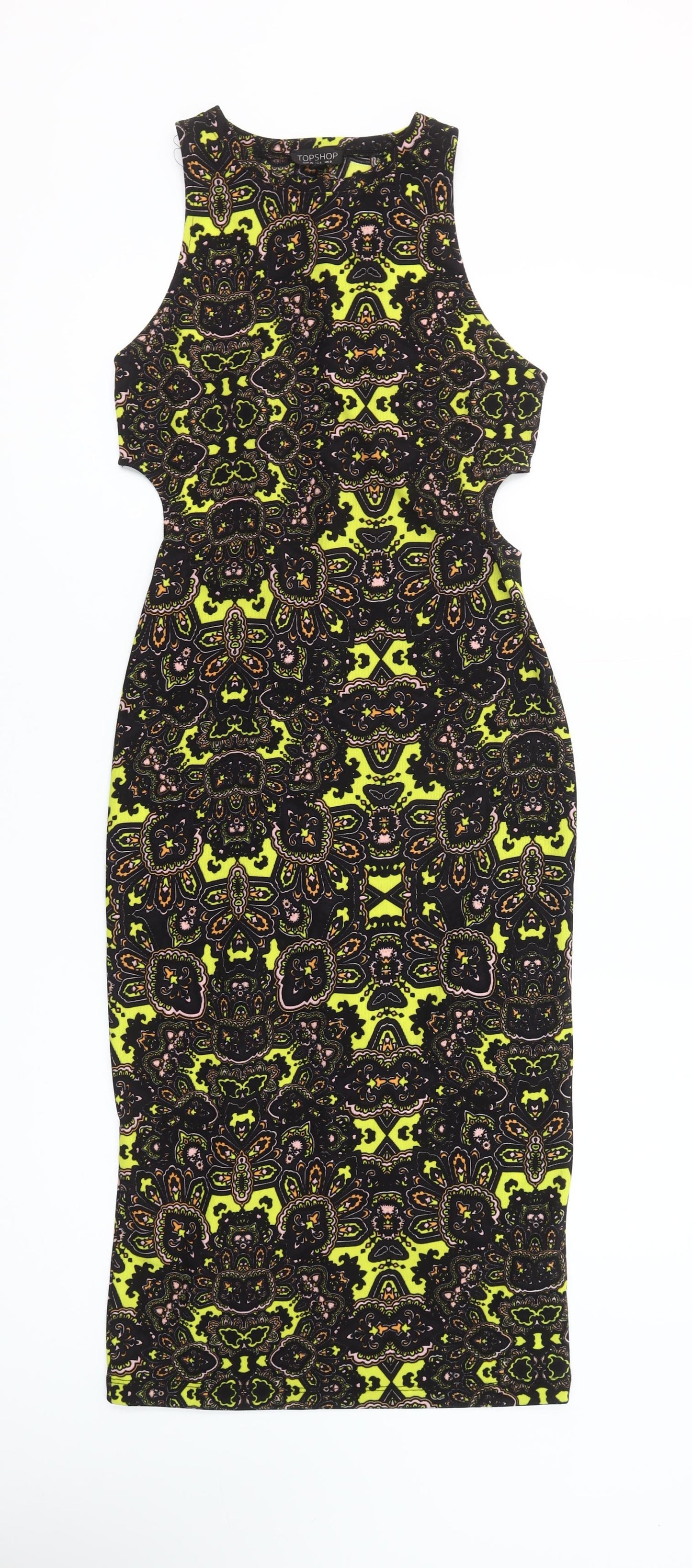 Topshop Women's Multicoloured Bodycon Dress UK 8 Sleeveless Retro Style