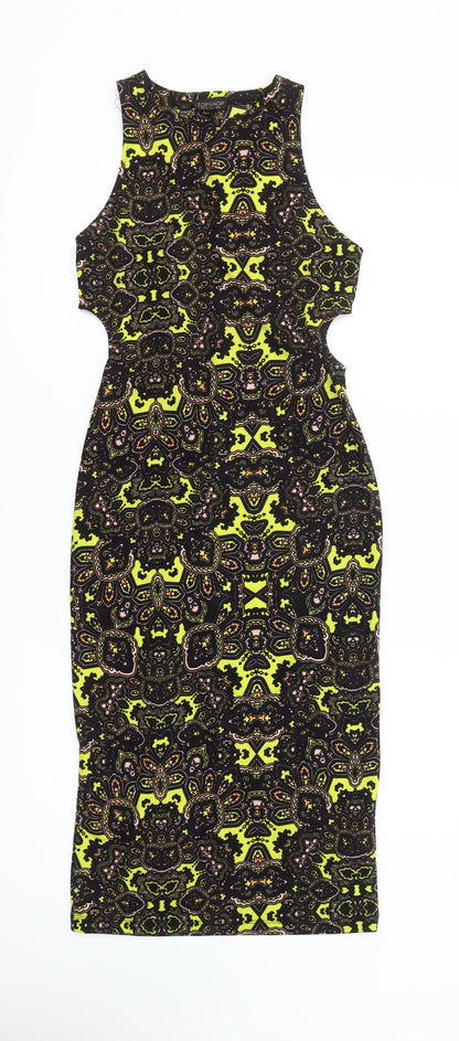 Topshop Women's Multicoloured Bodycon Dress UK 8 Sleeveless Retro Style