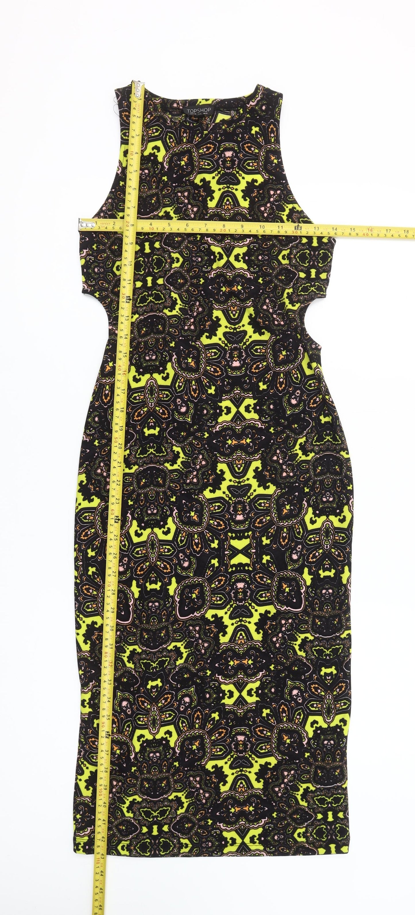 Topshop Women's Multicoloured Bodycon Dress UK 8 Sleeveless Retro Style