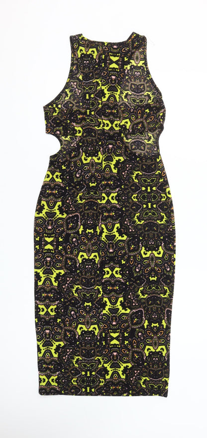 Topshop Women's Multicoloured Bodycon Dress UK 8 Sleeveless Retro Style
