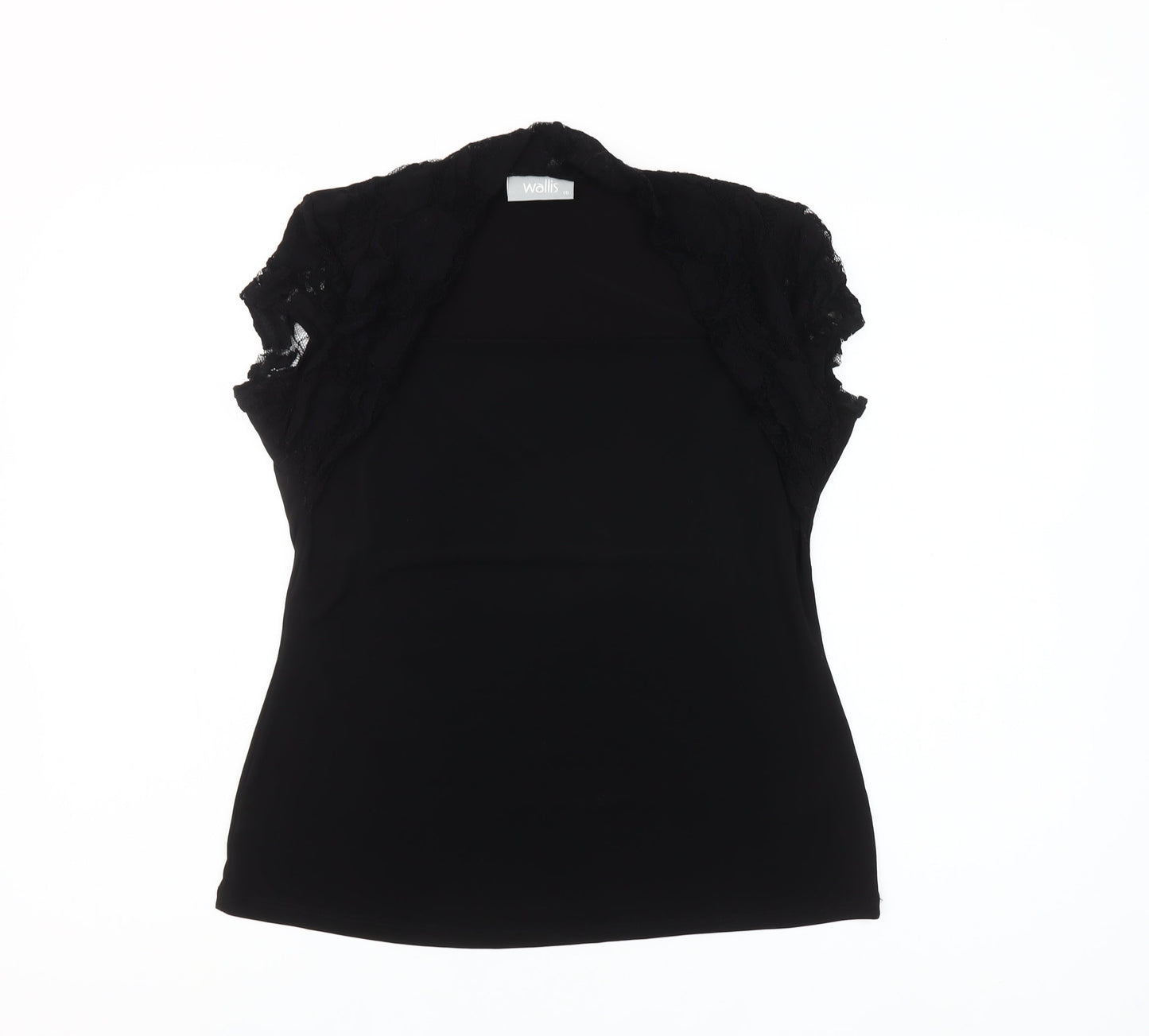Wallis Womens Black Lace Cap Sleeve Camisole Blouse Size 16
