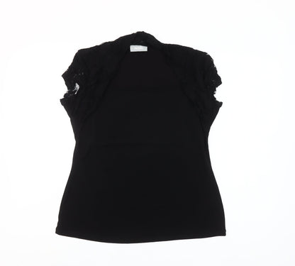 Wallis Womens Black Lace Cap Sleeve Camisole Blouse Size 16