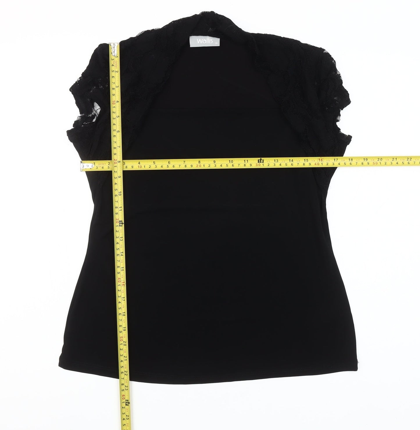Wallis Womens Black Lace Cap Sleeve Camisole Blouse Size 16