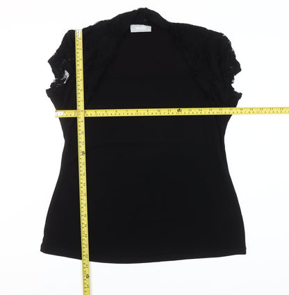 Wallis Womens Black Lace Cap Sleeve Camisole Blouse Size 16