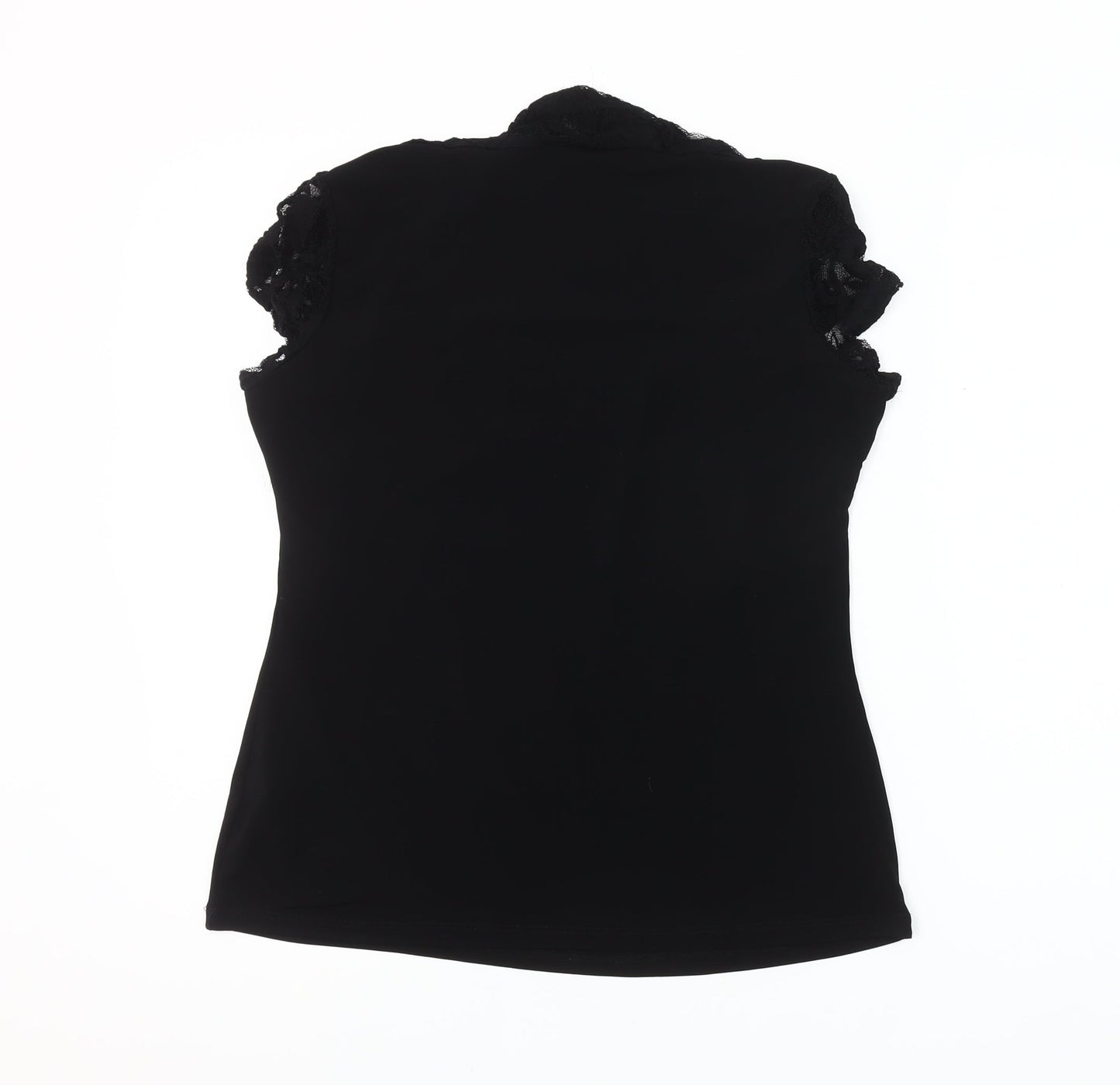 Wallis Womens Black Lace Cap Sleeve Camisole Blouse Size 16