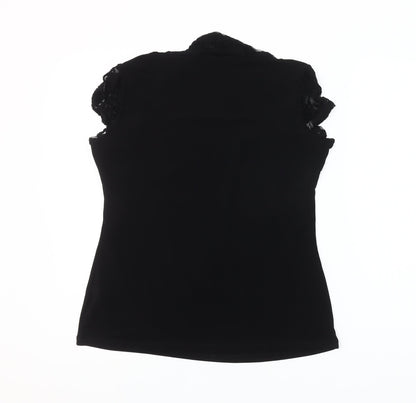 Wallis Womens Black Lace Cap Sleeve Camisole Blouse Size 16