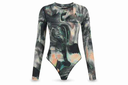 Zara Womens Multicoloured Long Sleeve Mesh Bodysuit Size S UK 8
