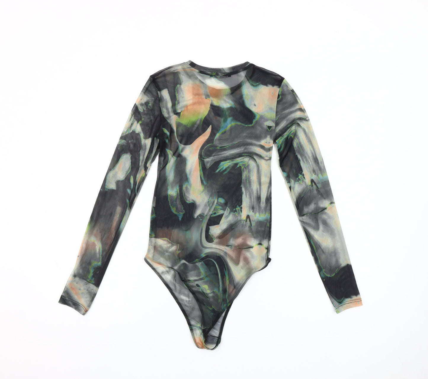 Zara Womens Multicoloured Long Sleeve Mesh Bodysuit Size S UK 8