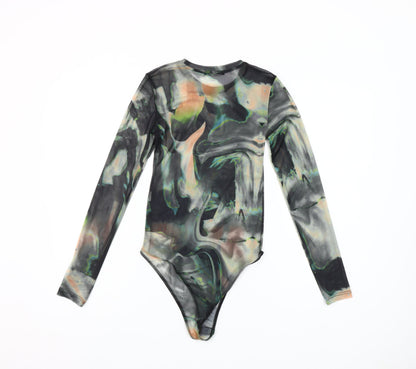 Zara Womens Multicoloured Long Sleeve Mesh Bodysuit Size S UK 8