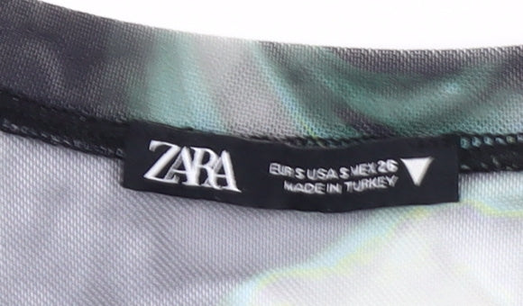 Zara Womens Multicoloured Long Sleeve Mesh Bodysuit Size S UK 8