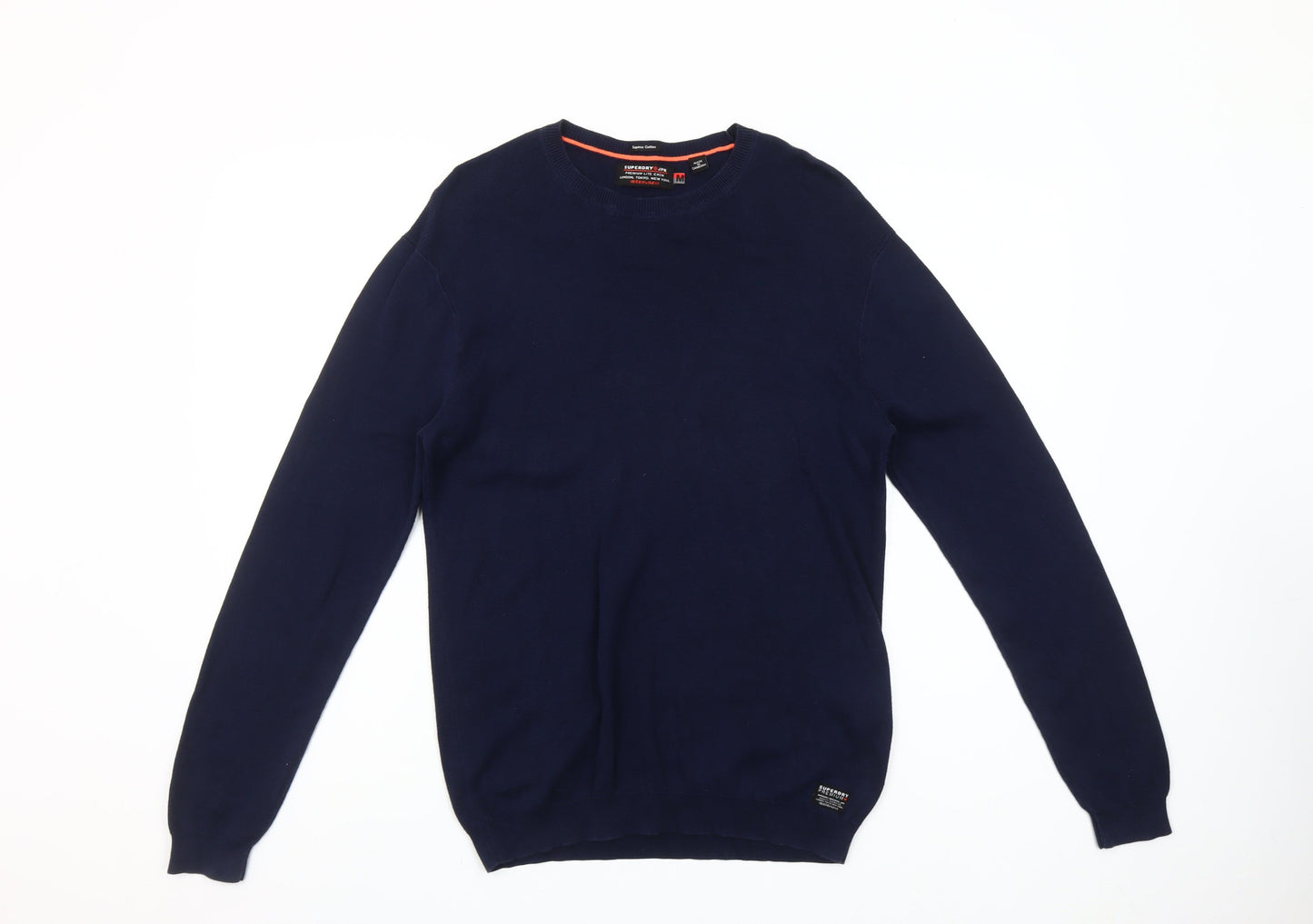 Superdry Men’s Blue Supima Cotton Crew Neck Jumper Size M