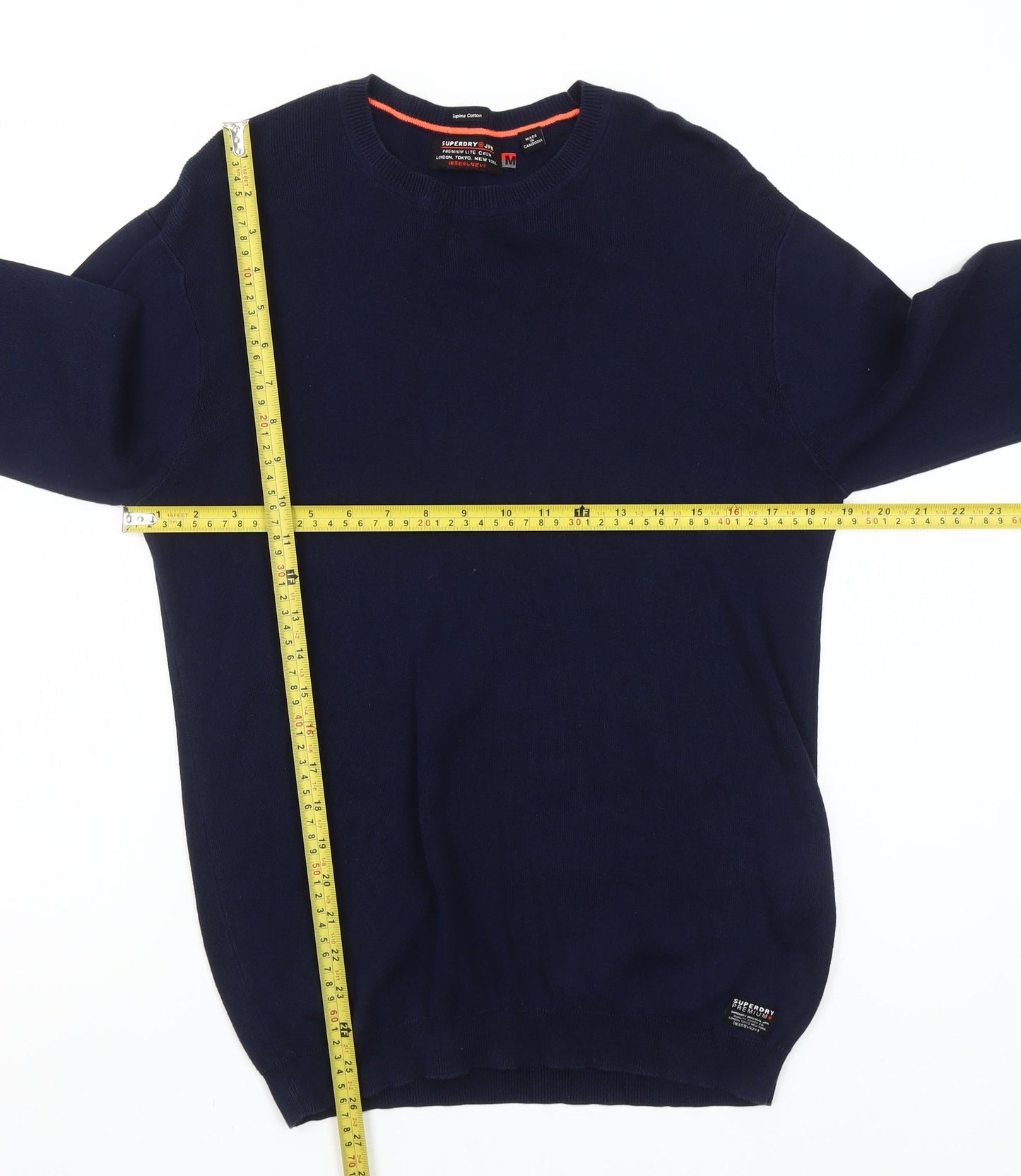 Superdry Men’s Blue Supima Cotton Crew Neck Jumper Size M