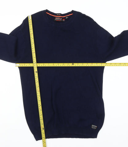 Superdry Men’s Blue Supima Cotton Crew Neck Jumper Size M