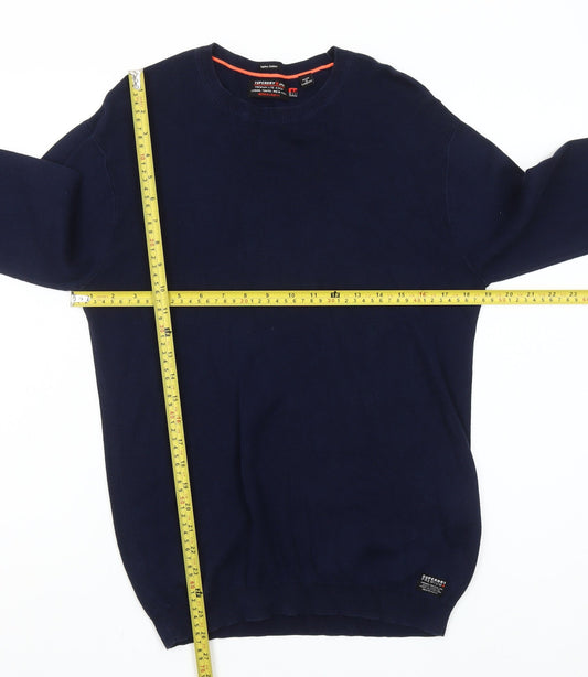 Superdry Men’s Blue Supima Cotton Crew Neck Jumper Size M