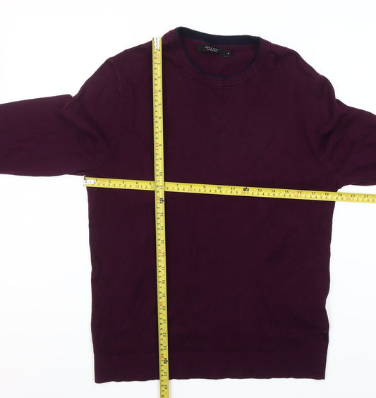 Jack & Jones Men’s Purple Cotton Blend Crew Neck Jumper M