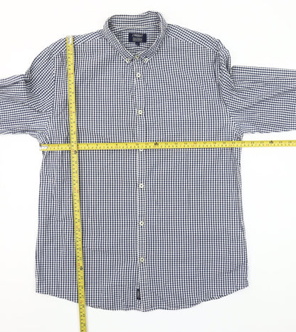 PRODUKT Men's Blue Check Cotton Long Sleeve Button-Up Shirt XL