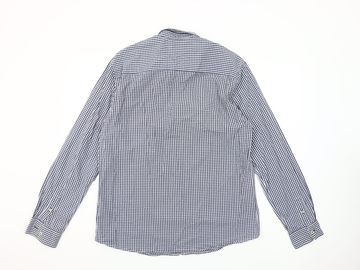 PRODUKT Men's Blue Check Cotton Long Sleeve Button-Up Shirt XL