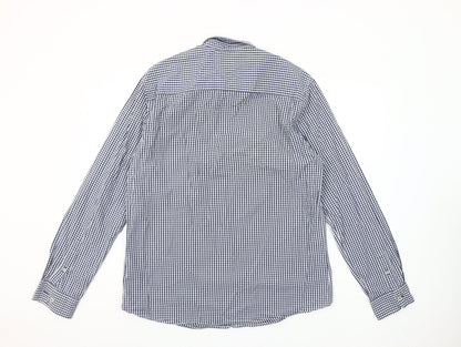 PRODUKT Men's Blue Check Cotton Long Sleeve Button-Up Shirt XL