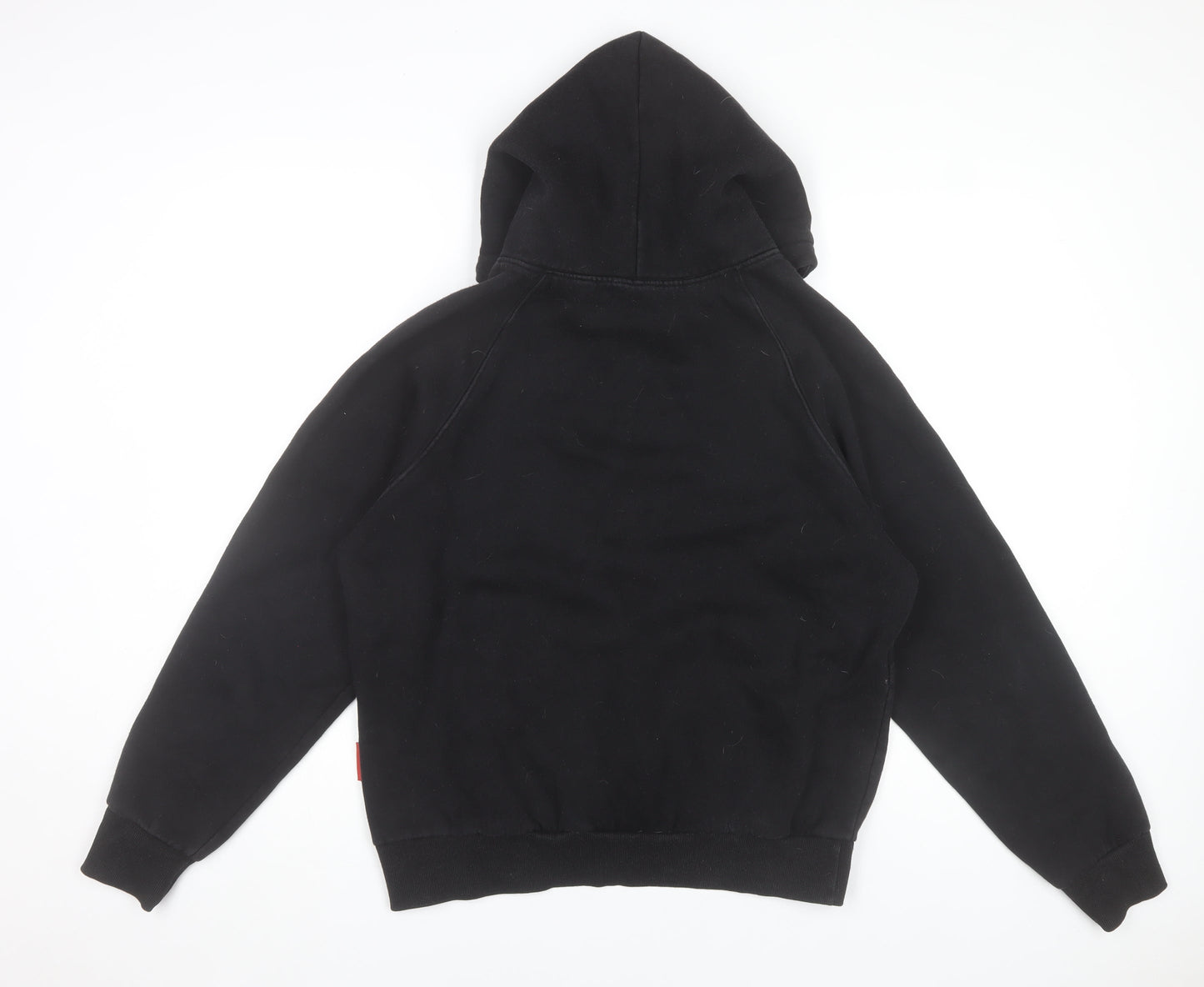 D4 Men's Black Pullover Hoodie M Embroidered Wave Art Design