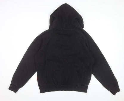 D4 Men's Black Pullover Hoodie M Embroidered Wave Art Design