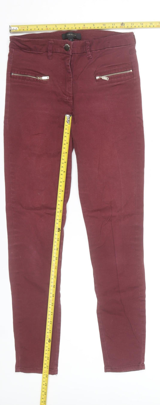 River Island Women's Red Skinny Jeans Size 8R Slim Fit Stretch Denim