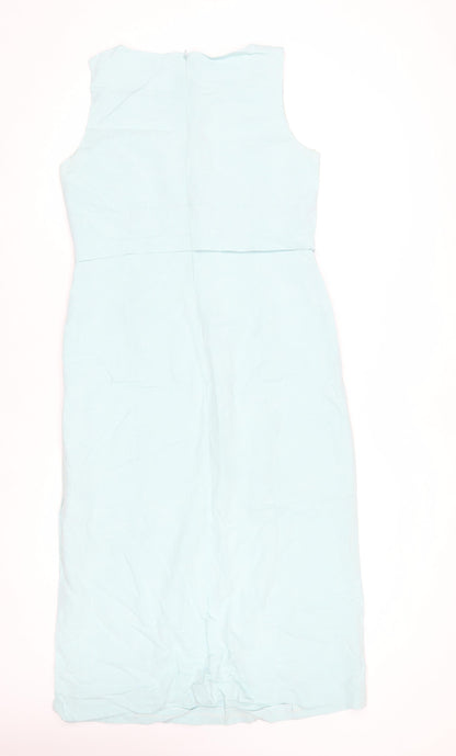 Cavita Collections Women's Blue Beaded Sheath Dress Size 12 Sleeveless