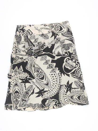 Gil Bret Women's Beige Tribal Wrap Cotton Knee Length Skirt Size 14