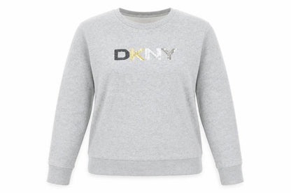 DKNY Jeans Women's Grey Sequin Logo Pullover Sweatshirt Size M