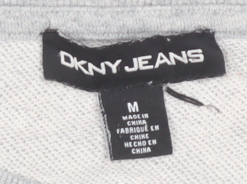 DKNY Jeans Women's Grey Sequin Logo Pullover Sweatshirt Size M