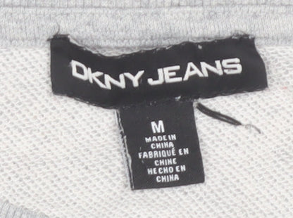 DKNY Jeans Women's Grey Sequin Logo Pullover Sweatshirt Size M