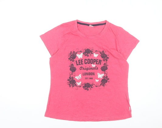 Womens UK Size 16 Lee Cooper Pink Basic T-Shirt