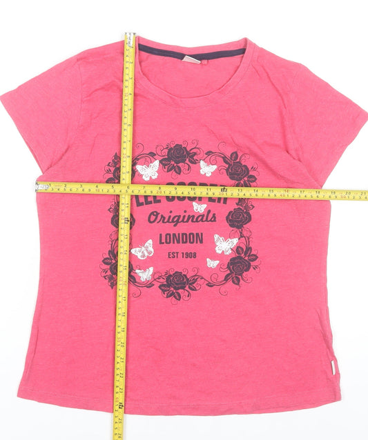 Womens UK Size 16 Lee Cooper Pink Basic T-Shirt