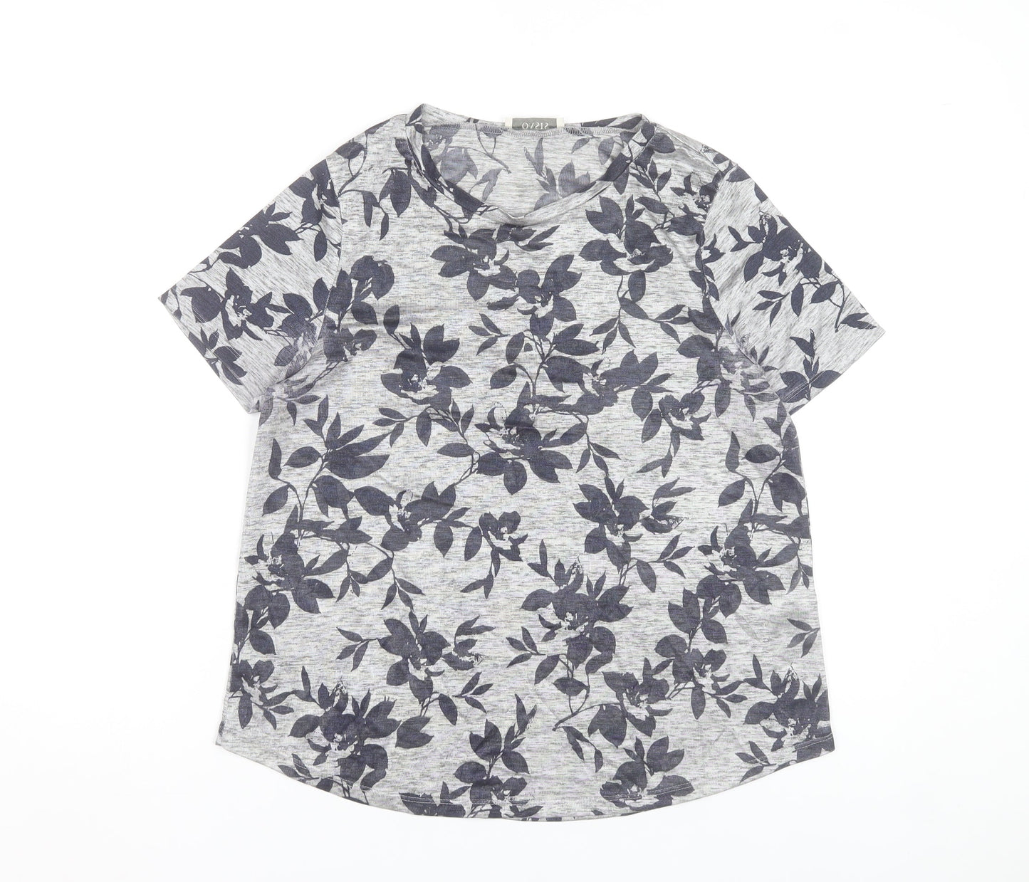Oasis Women's Grey Floral Short Sleeve Jersey T-Shirt M