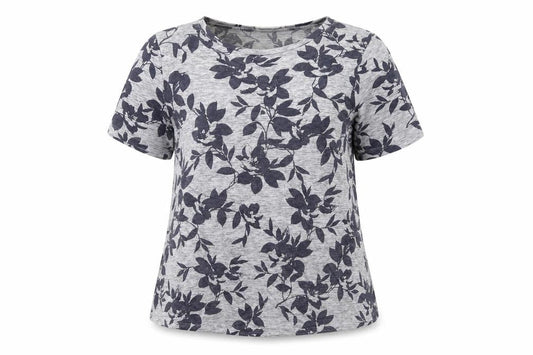 Oasis Women's Grey Floral Short Sleeve Jersey T-Shirt M