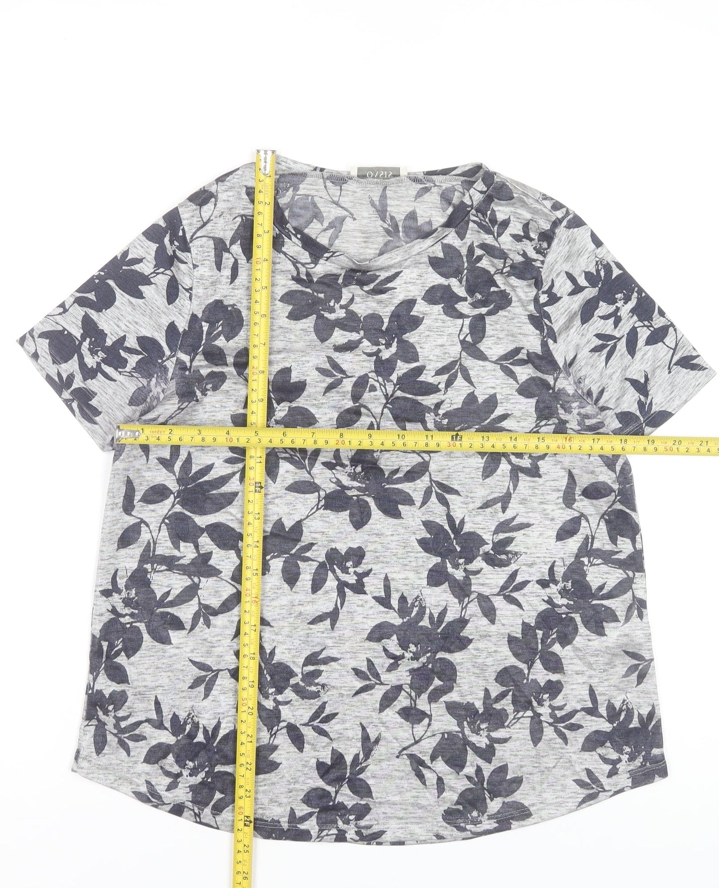 Oasis Women's Grey Floral Short Sleeve Jersey T-Shirt M