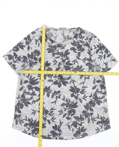 Oasis Women's Grey Floral Short Sleeve Jersey T-Shirt M