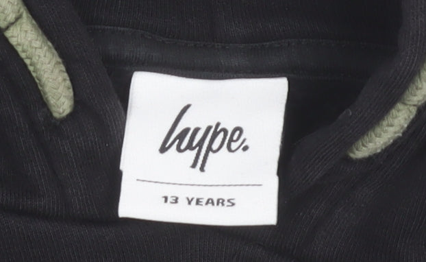 Hype Boys Black Pullover Hoodie 13 Years Regular Fit