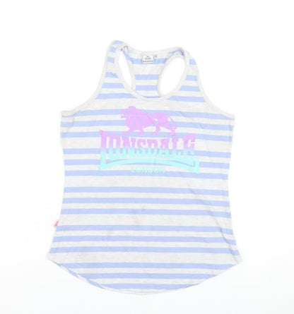 Lonsdale Women's Blue Striped Racerback Tank Top Size 12
