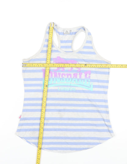 Lonsdale Women's Blue Striped Racerback Tank Top Size 12