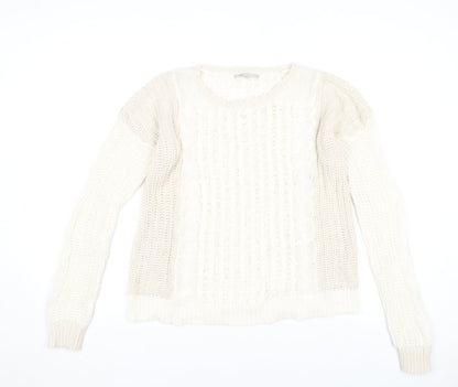 Gap Women’s Ivory Cable Knit Cotton Blend Jumper Size M