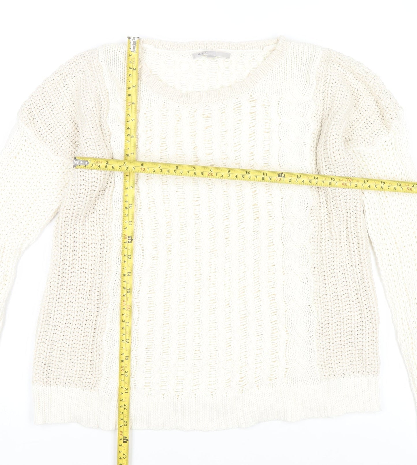 Gap Women’s Ivory Cable Knit Cotton Blend Jumper Size M