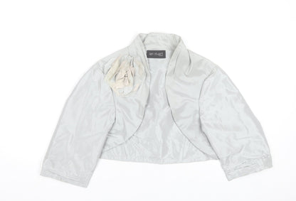 Ian Stuart Women’s Grey Cropped Satin Bolero Jacket Size 14 Elegant Formal