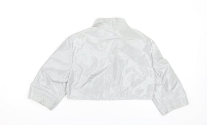 Ian Stuart Women’s Grey Cropped Satin Bolero Jacket Size 14 Elegant Formal
