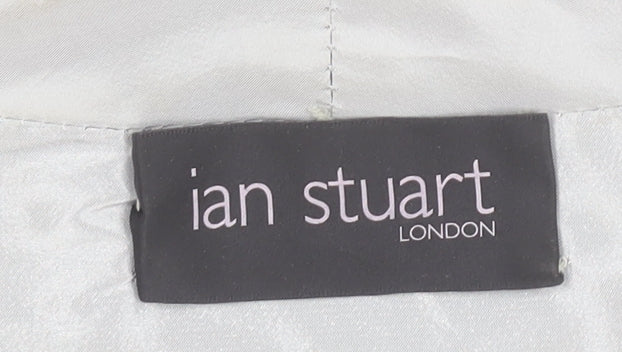 Ian Stuart Women’s Grey Cropped Satin Bolero Jacket Size 14 Elegant Formal