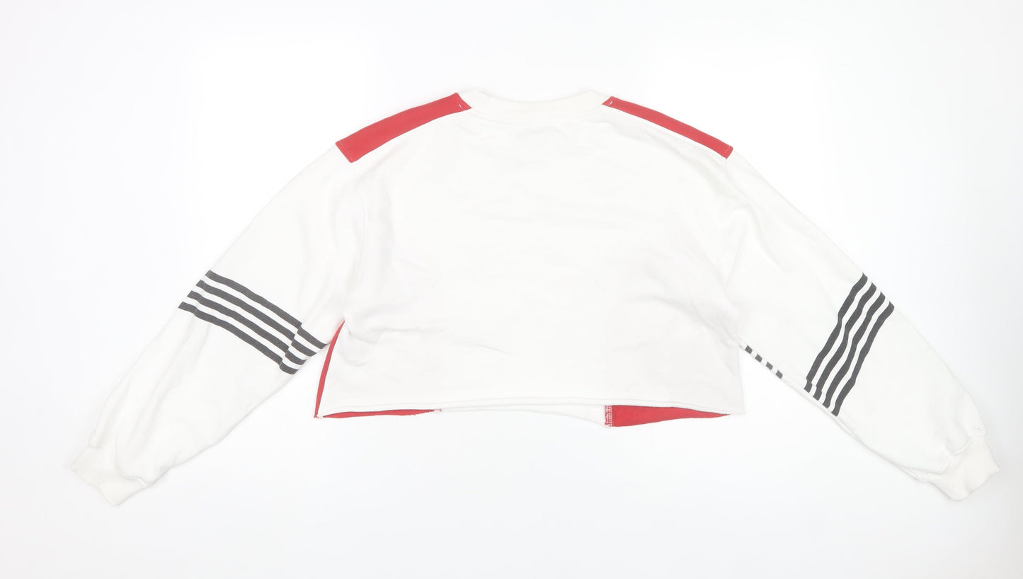Rude Company Women's Red & White Cropped Pullover Sweatshirt One Size